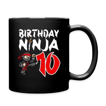 Geburtstagsfeier 10 Jahre alter japanischer Ninja - Tasse einfarbig - Schwarz - Rechts