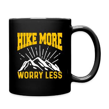 Hike More Worry Less Awesome Vintage Hiking - Full Colour Mug - black - Right