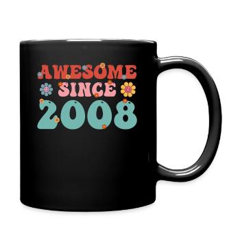 Great since 2008 Groovy Birthday - Full Colour Mug - black - Right
