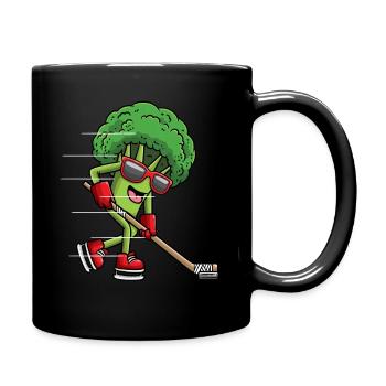 Broccoli Ice Hockey Player Vegan Lustig Hockey - Full Colour Mug - black - Right