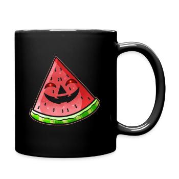 Evil Jack O Lantern Face in Watermelon Halloween - Tasse einfarbig - Schwarz - Rechts