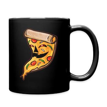 Evil Jack O Lantern Pizza Slice Halloween - Tasse einfarbig - Schwarz - Rechts