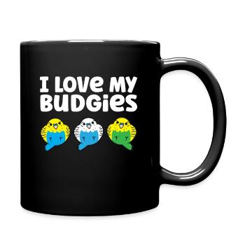 Ich liebe meine Wellensittiche Wellensittich Vogel - Tasse einfarbig - Schwarz - Rechts