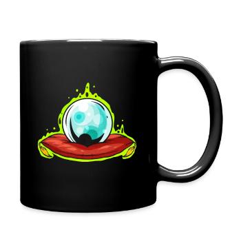 Sphère de verre avec plaque de fortune verte scintillante - Mug uni - noir - Droite