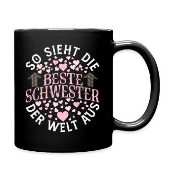 Beste Schwester Der Welt Aus Lustig Schwesterchen - Tasse einfarbig - Schwarz - Rechts