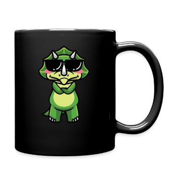 Triceratops Kawaii Dinosaur With Sunglasses - Full Colour Mug - black - Right