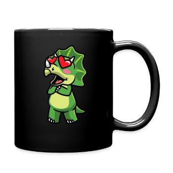 Triceratops Kawaii Dinosaurs in Love - Full Colour Mug - black - Right