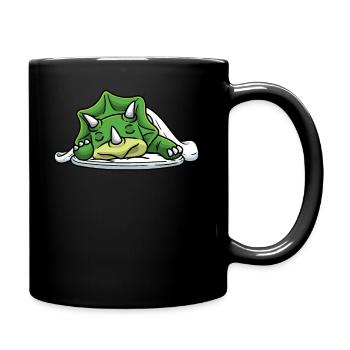Sleeping Triceratops Dinosaur Napping - Full Colour Mug - black - Right