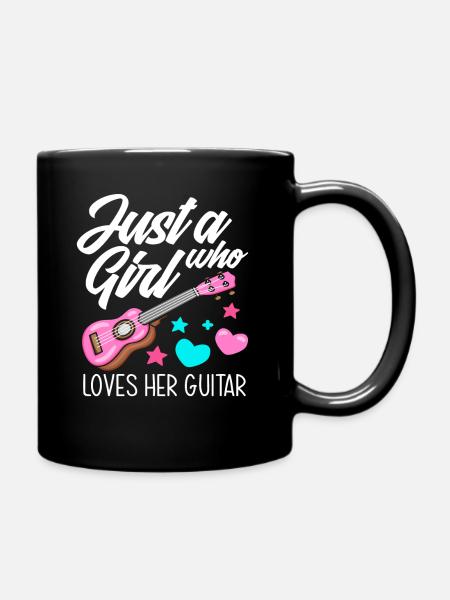 Gitarre Mädchen Gitarrenspielerin - Tasse einfarbig - Schwarz