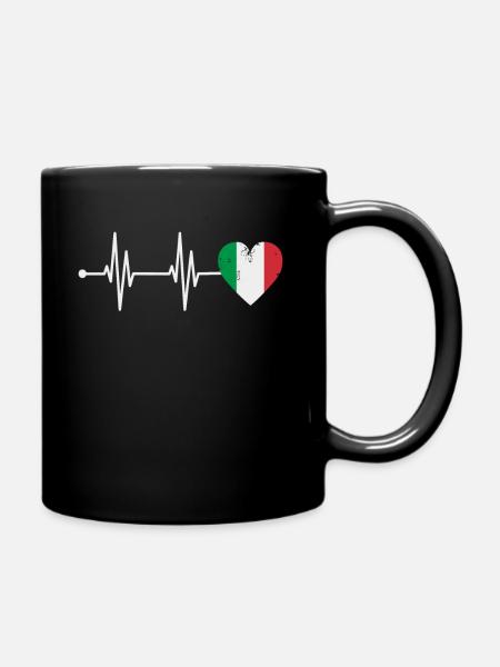 Italie Love Heartbeat ECG Racines Italiens - Mug uni - noir