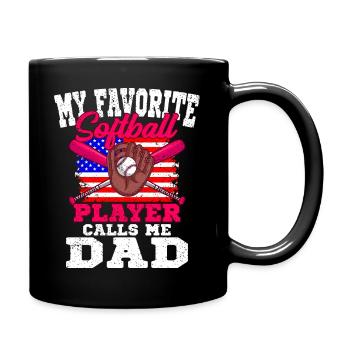 Lieblings Softballspieler Nennt Mich Papa Baseball - Tasse einfarbig - Schwarz - Rechts
