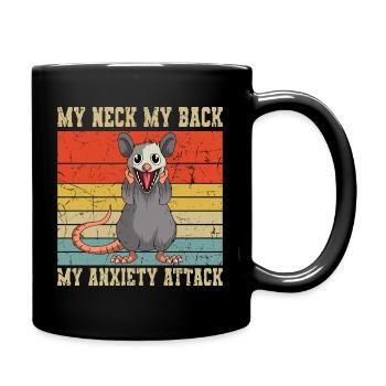 Lustiges Opossum Angstzustände Retro Vintage - Tasse einfarbig - Schwarz - Rechts