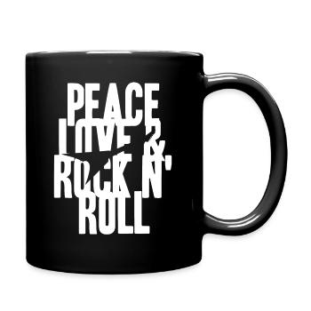 Cool PEACE LOVE & ROCK N' ROLL T-Shirt Present - Tasse einfarbig - Schwarz - Rechts