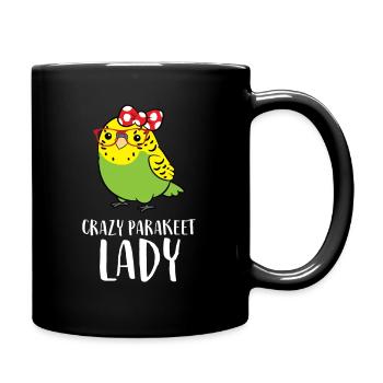 Verrückte Sittich-Dame - Tasse einfarbig - Schwarz - Rechts