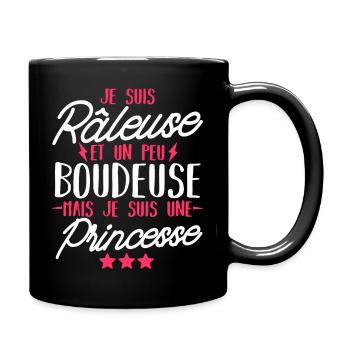 râleuse et princesse / cadeau humour fille - Mug uni - noir - Droite