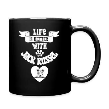 Life is better with my Jack Russel - Tasse einfarbig - Schwarz - Rechts