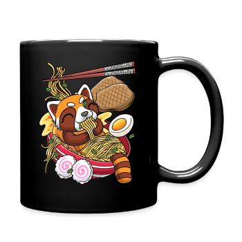 Kawaii Roter Panda Bär Ramen Nudeln Japanisches - Tasse einfarbig - Schwarz - Rechts