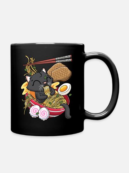 Kawaii Black Cat Ramen Noodles Anime Lovers - Mug uni - noir