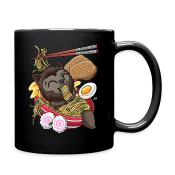 Kawaii Werewolf Ramen Halloween Noodles Anime - Full Colour Mug - black - Right