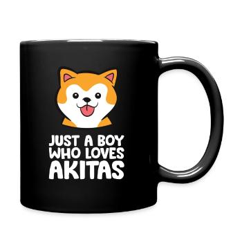 Nur ein Junge, der Akita-Hunde liebt - Tasse einfarbig - Schwarz - Rechts
