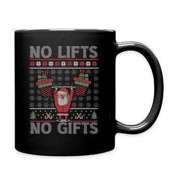 No Lifts No Gifts Christmas Gym Ugly Santa - Tasse einfarbig - Schwarz - Rechts