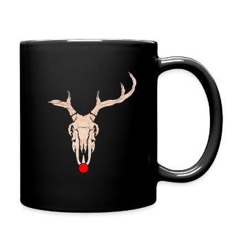 Crâne de renne Rudolph au nez rouge Noël - Mug uni - noir - Droite