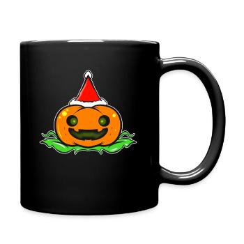 Cute Pumpkin with Santa Hat Christmas Halloween - Tasse einfarbig - Schwarz - Rechts