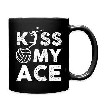 Kiss My Ace – Indoor Volleyball Player I Love - Full Colour Mug - black - Right