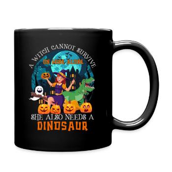 Halloween Hexenkostüm Dinosaurier Kürbis Spruch - Tasse einfarbig - Schwarz - Rechts