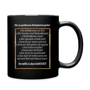 10 Goldene Bolzplatzregeln - Tasse einfarbig - Schwarz - Rechts