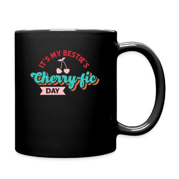 Cherry Birthday Greeting Fruit Lover Bestfriend - Full Colour Mug - black - Right