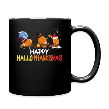 Funny Football Happy Hallothanksmas - Full Colour Mug - black - Right