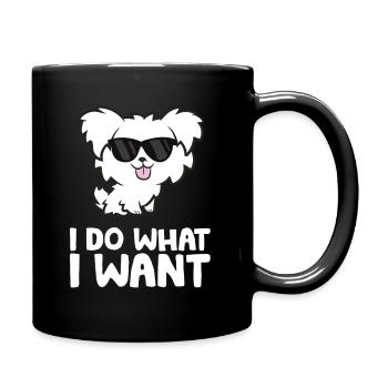 Morkie Welpe Ich mache was ich will Lustiger - Tasse einfarbig - Schwarz - Rechts