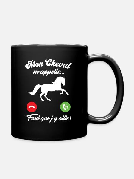 Mon cheval m'appelle faut quẹ j’y aille - Mug uni - noir
