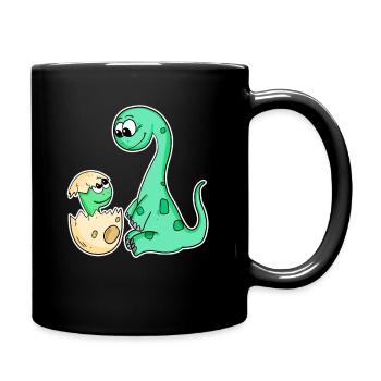 Dinosaurs with Baby Dinosaurs - Full Colour Mug - black - Right