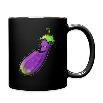 Eggplant Aubergine Jack O Lantern Face Costume - Tasse einfarbig - Schwarz - Rechts