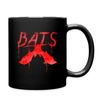 Bats Written With A Bat Hanging Down Halloween - Tasse einfarbig - Schwarz - Rechts