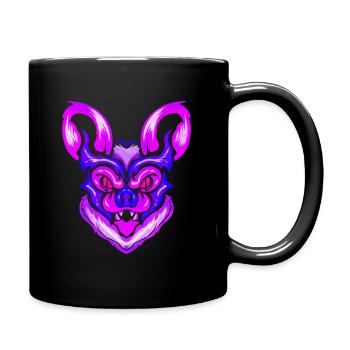 Blue And Purple Scary Evil Bat Halloween - Tasse einfarbig - Schwarz - Rechts