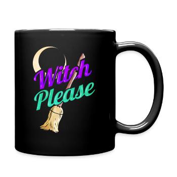 Moon And Broom Witch Please Halloween - Tasse einfarbig - Schwarz - Rechts