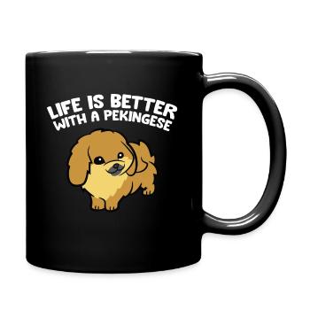 La vie est meilleure avec un chien pékinois - Mug uni - noir - Droite