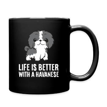 Life Is Better With A Havanese Dog - Full Colour Mug - black - Right