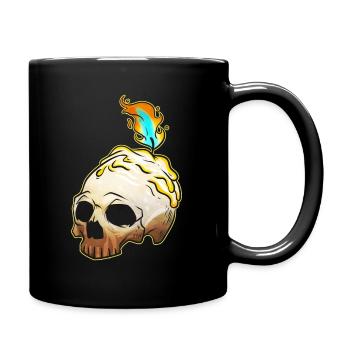Skull With Burning Candle On Top Esotheric - Full Colour Mug - black - Right