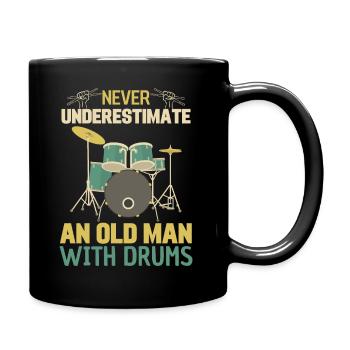Alter Mann mit Trommel - Tasse einfarbig - Schwarz - Rechts