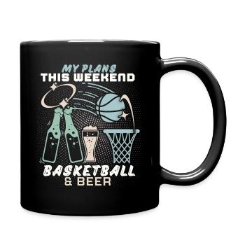 Basketball und Bier lustiger Spruch, Wochenende - Tasse einfarbig - Schwarz - Rechts