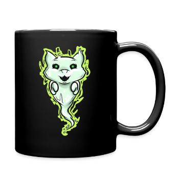 Ghost Cat Spirit Green Eyes Halloween - Tasse einfarbig - Schwarz - Rechts