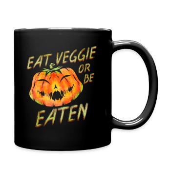Eat Veggie Or Be Eaten Pumpkin Halloween - Full Colour Mug - black - Right
