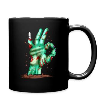 Main de zombie hors de la tombe montrant un excellent signe - Mug uni - noir - Droite