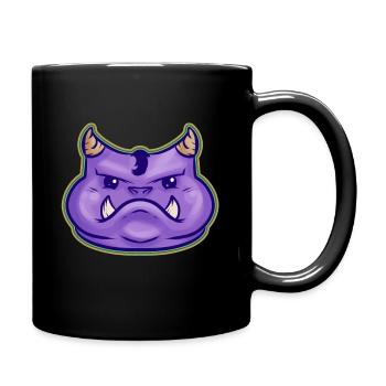 Cute Kawaii Purple Monster With Fangs And Horns - Tasse einfarbig - Schwarz - Rechts