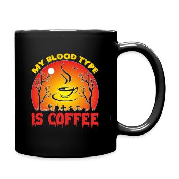 Meine Blutgruppe ist Kaffee Halloween TShirt - Tasse einfarbig - Schwarz - Rechts