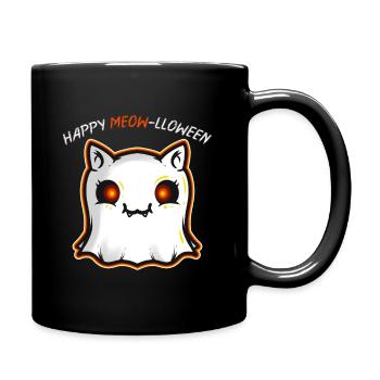 Cute Cat Ghost Spirit Happy Meow-lloween Halloween - Tasse einfarbig - Schwarz - Rechts